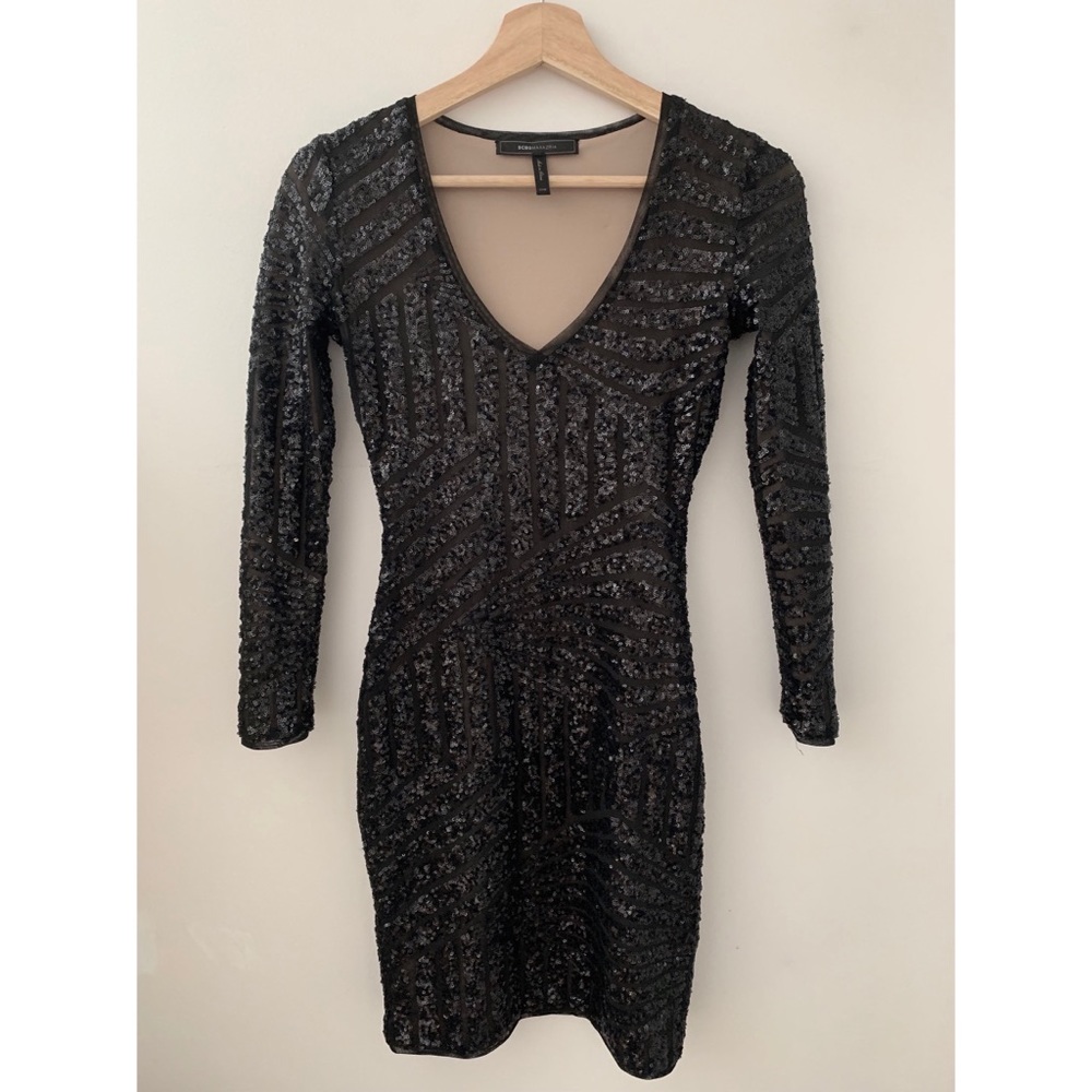 BCBG Sparkle V-Neck Mini Dress